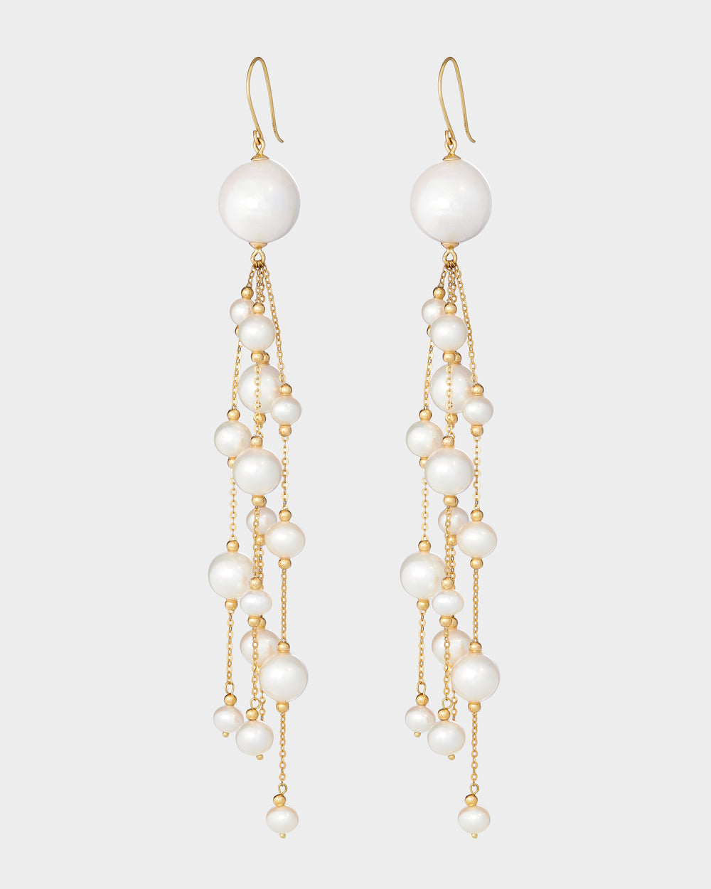 Pierre Cascading Pearl Gold Earrings